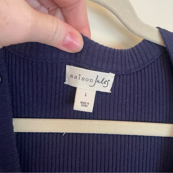 Maison Jules Womens Ribbed Sweater Dress with Buttons - size L - Picture 8 of 11